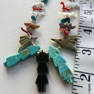Handcrafted Multicolor Animal Bead Navajo fetish necklace.